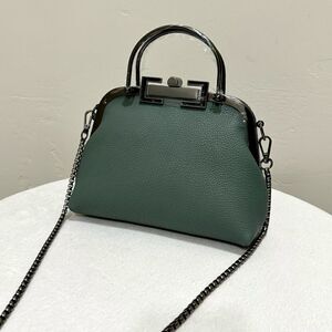 Handmade Genuine Premium Togo Leather Top Handles Bag/ Crossbody & 2 Chains